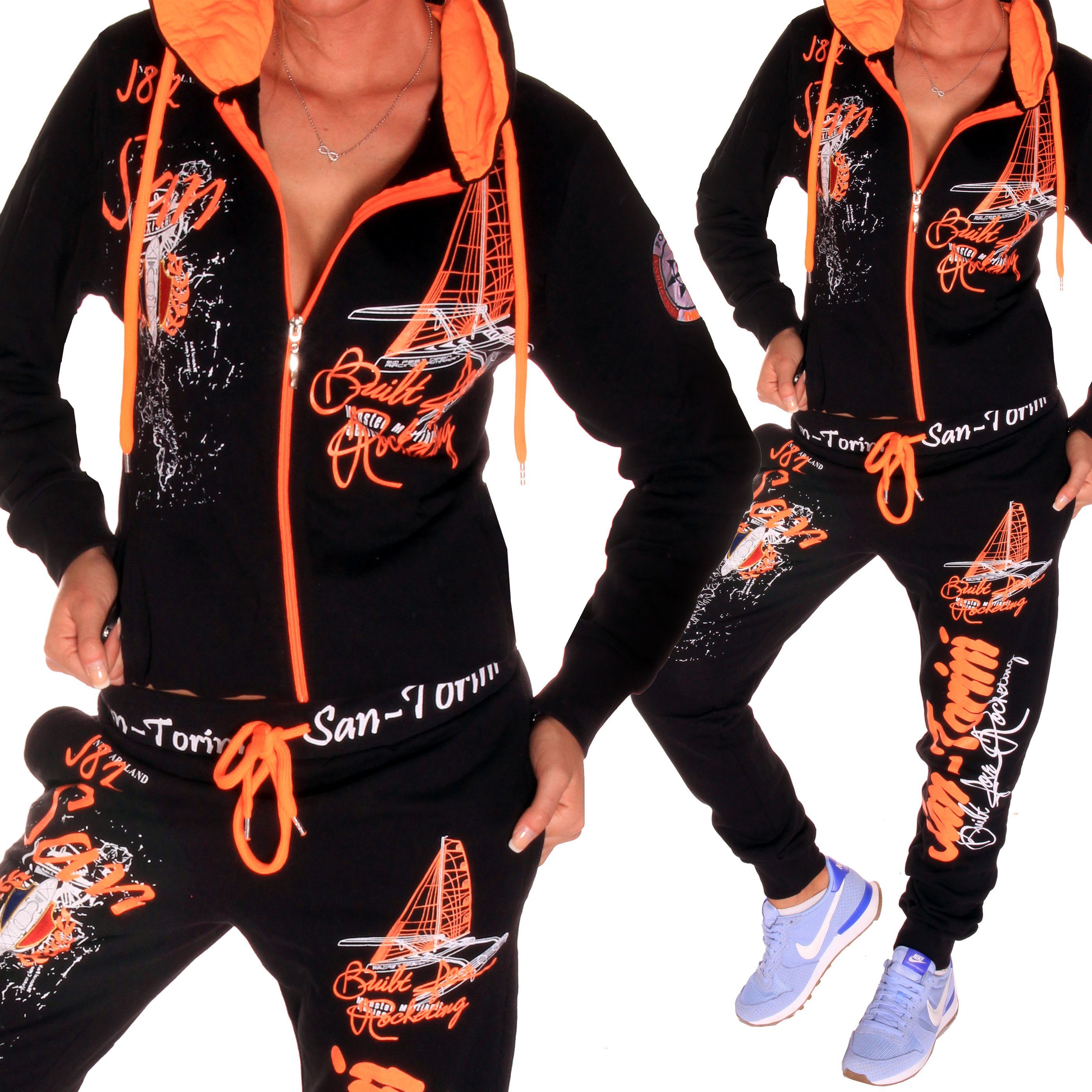 MINTLIMIT Jogginganzug Damen Set - Retro Streifen 2-teilig Hoodie & Hose